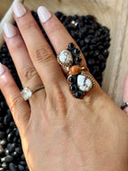 Mixed Copper Stone Adjustable Ring