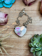 101 - Sterling Silver Kingman Turquoise Heart Bar Necklace by Jason Ogg