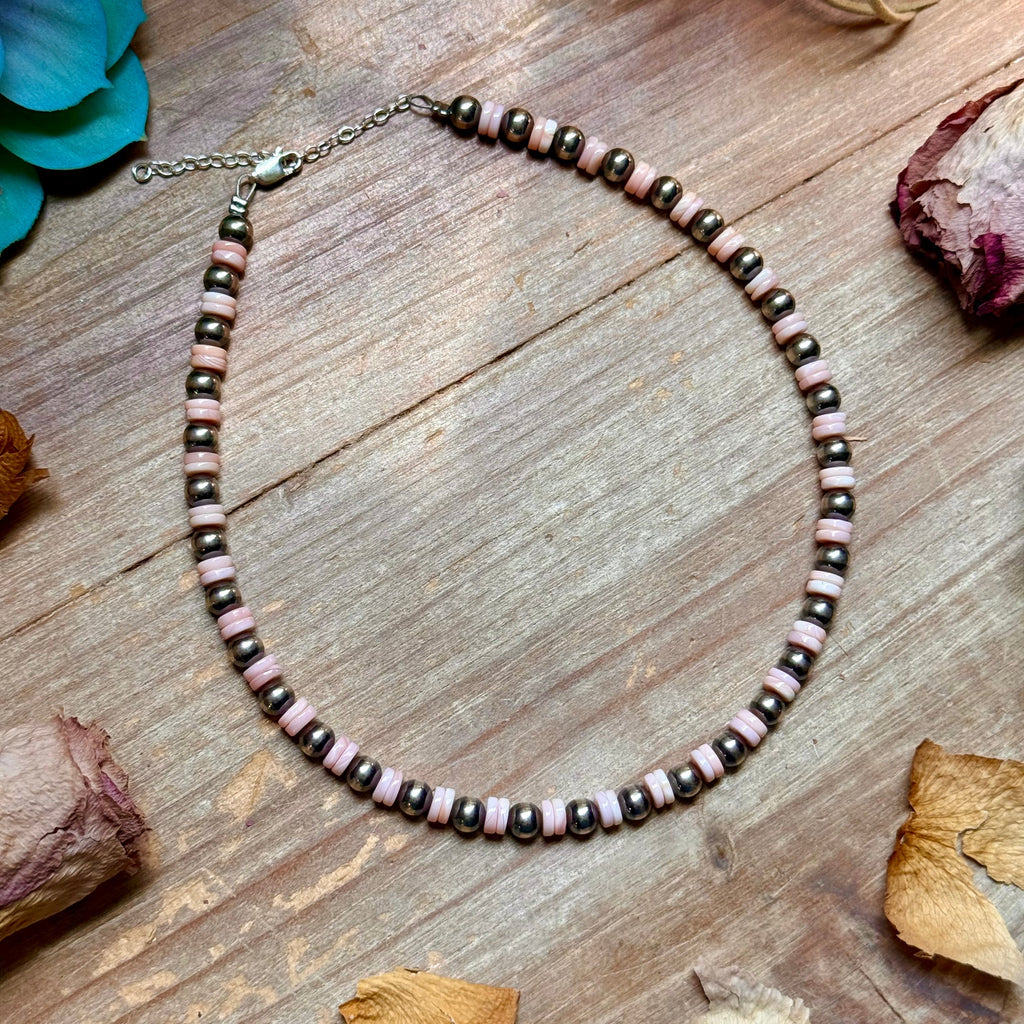 Pink Conch & Sterling Silver Choker 6mm