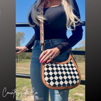 Brim Checkered Leather Conceal Carry Purse