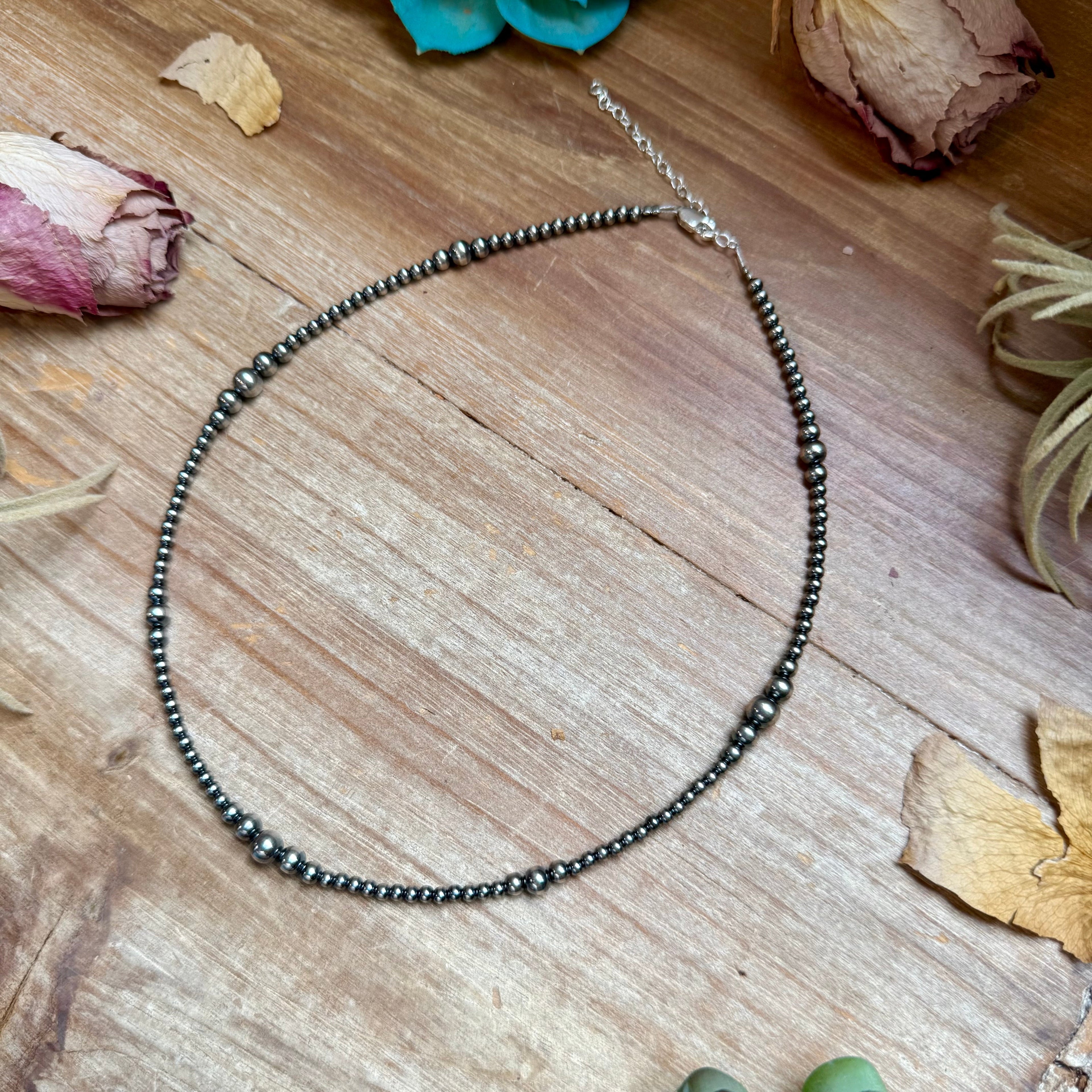 16 inch Graduated Sterling Silver Pearl Necklace