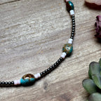 15” Pink Conch & Turquoise Necklace – Sterling Silver