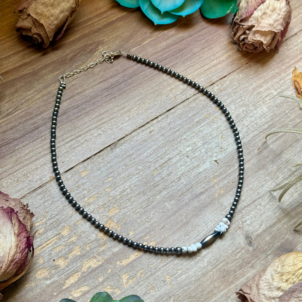 White Buffalo Nugget & Sterling Silver Torpedo Necklace