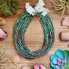 15” Heishi Turquoise Necklace – 4mm Turquoise & 5mm Sterling Silver Pearls
