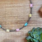 15-Inch Colorful Glass & Sterling Silver Pearl Necklace