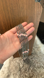 3-6MM GRADUATED STERLING SILVER PEARL NECKLACE - PINK CONCH