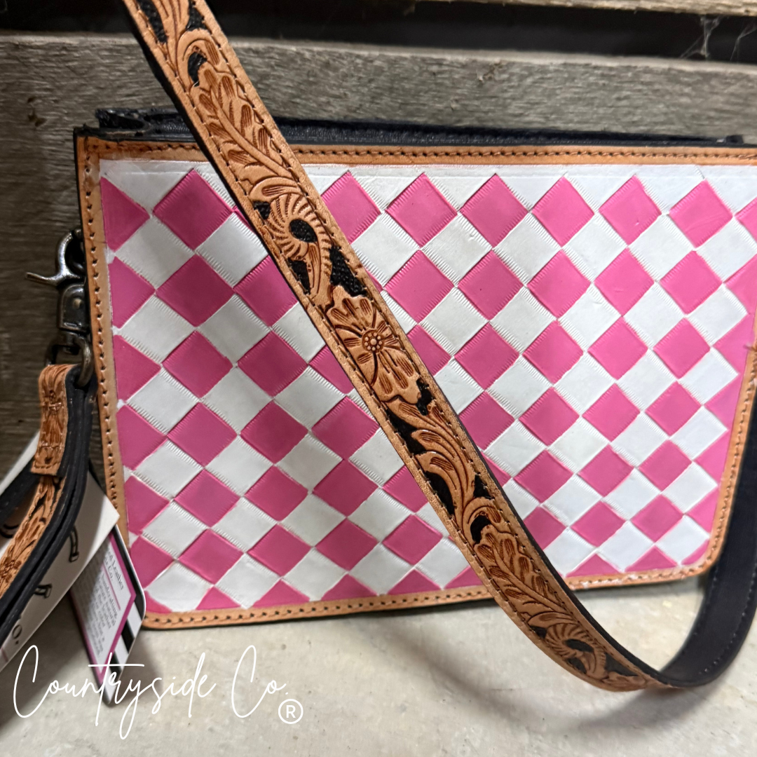 Cowgirl Candy Checkered Leather Purse with Wristlet