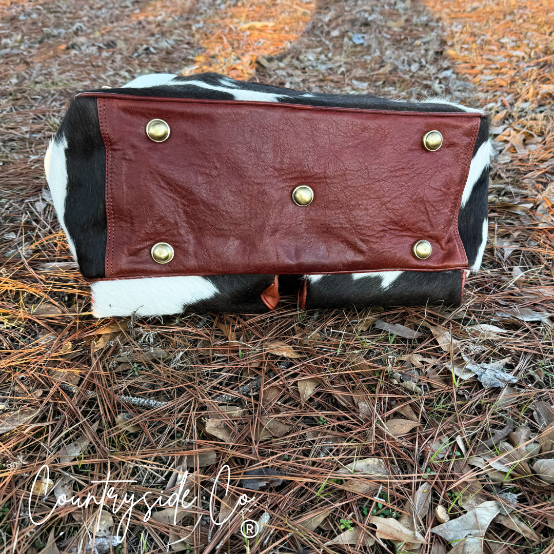 Vintage NFR Buckle Carry All Cowhide Duffle Travel Bag