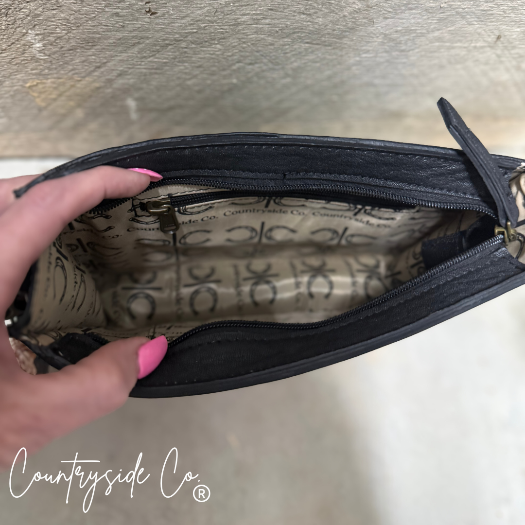 Cowgirl Candy Checkered Leather Purse with Wristlet