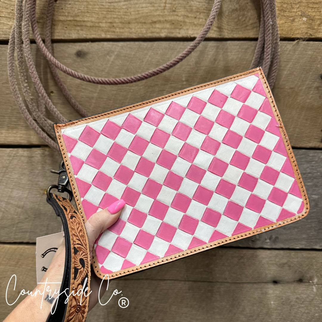 Cowgirl Candy Checkered Leather Purse with Wristlet