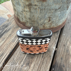 River Check Tooled  Leather Flask