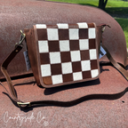 Cattleman Luxe Checkered Cowhide Concealed Carry Purse