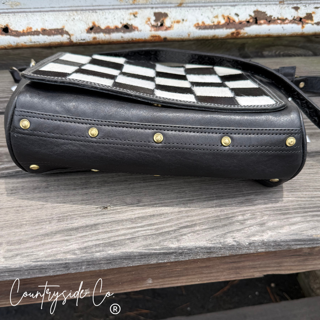Bandera Nights Checkered Cowhide Concealed Carry Purse