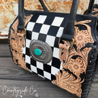 Anastasia Tooled Leather Checkered Speedy Bag