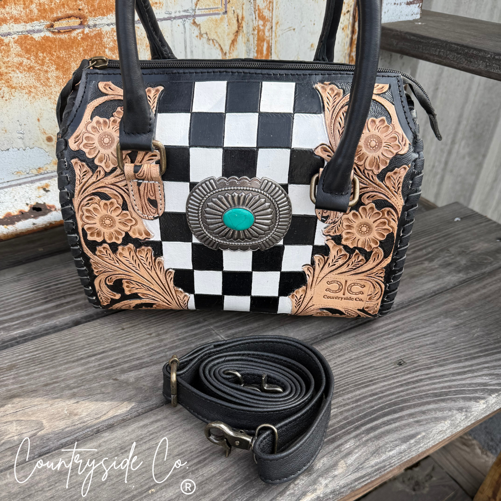 Anastasia Tooled Leather Checkered Speedy Bag