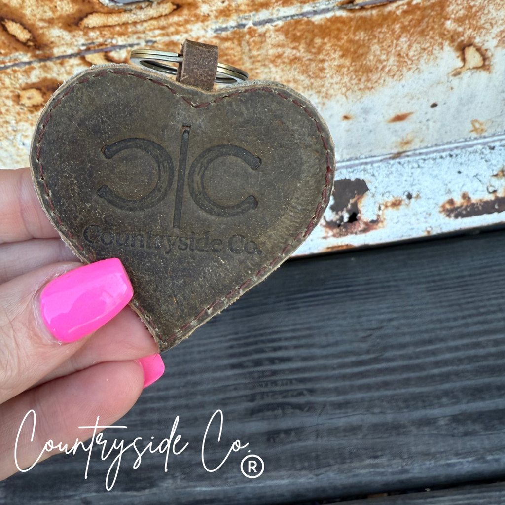 Heart Cowhide Keychain