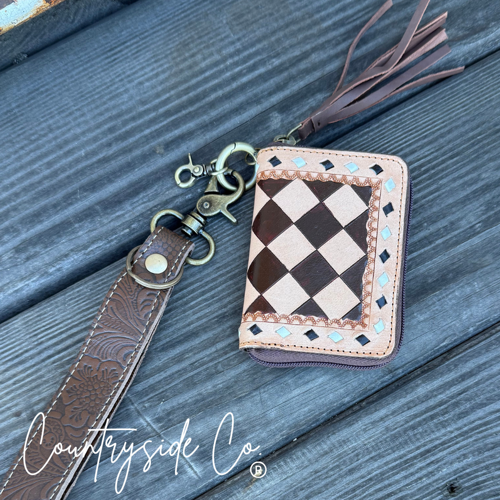 The Saddle Bum Checkered Mini Wallet Keychain