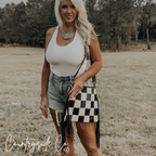Rodeo Square Cowhide Checkered Conceal Carry Purse