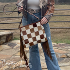 Longhorn Trail Cowhide Conceal Carry Checkered Purse