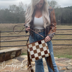 Longhorn Trail Cowhide Conceal Carry Checkered Purse