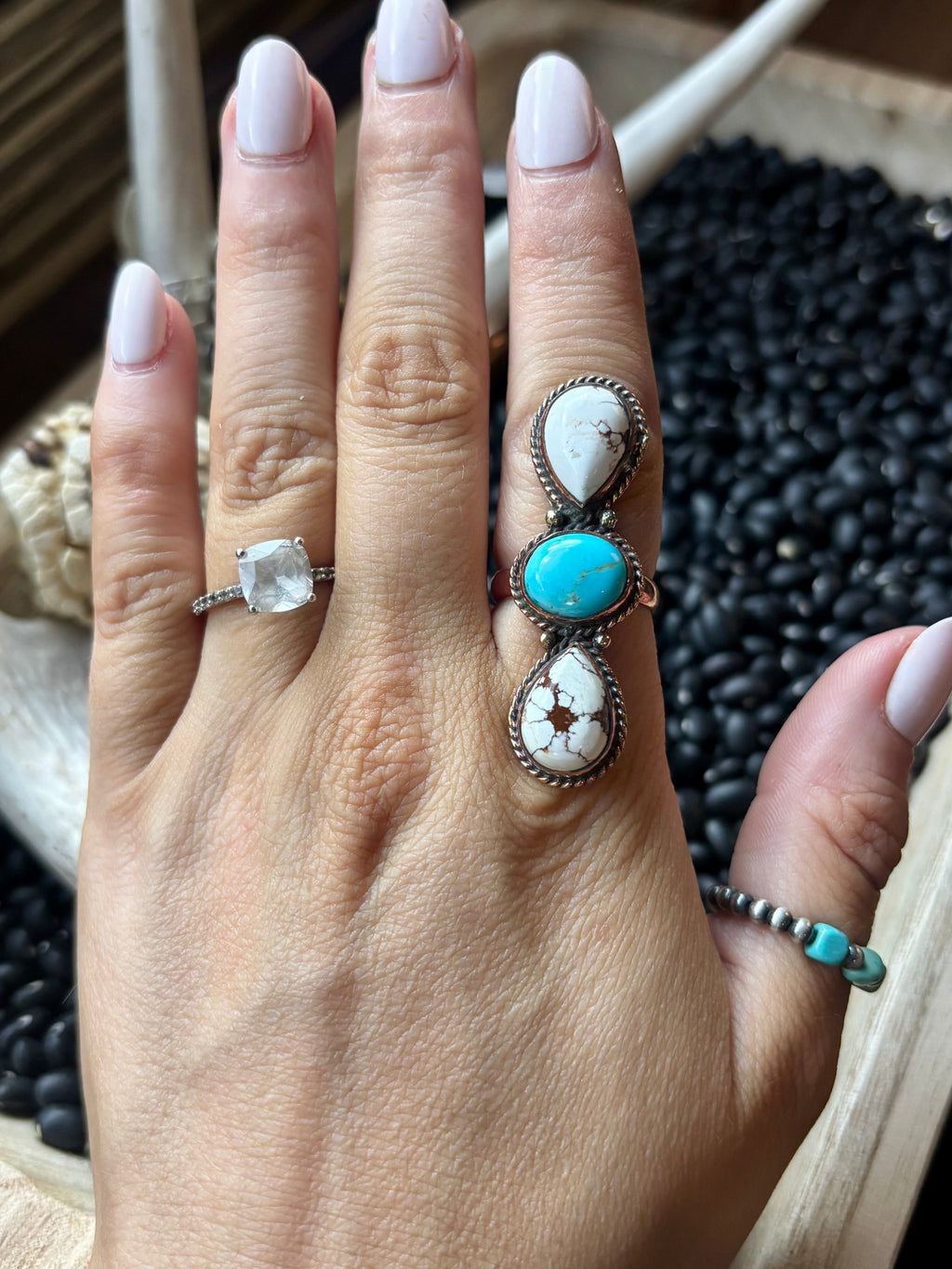 Wild Horse & Turquoise Copper Adjustable Ring