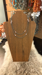 3-6MM GRADUATED STERLING SILVER PEARL NECKLACE - PINK CONCH