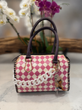 Country Lilac Checkered Speedy Western Genuine Leather Purse