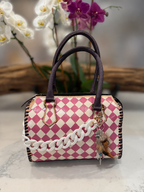 Country Lilac Checkered Speedy Western Genuine Leather Purse