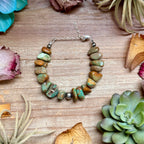 Green Turquoise Nugget Bracelet with Sterling Silver Pearls – 7” + Extender