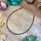 Turquoise & Copper Glass Bead Choker 14”