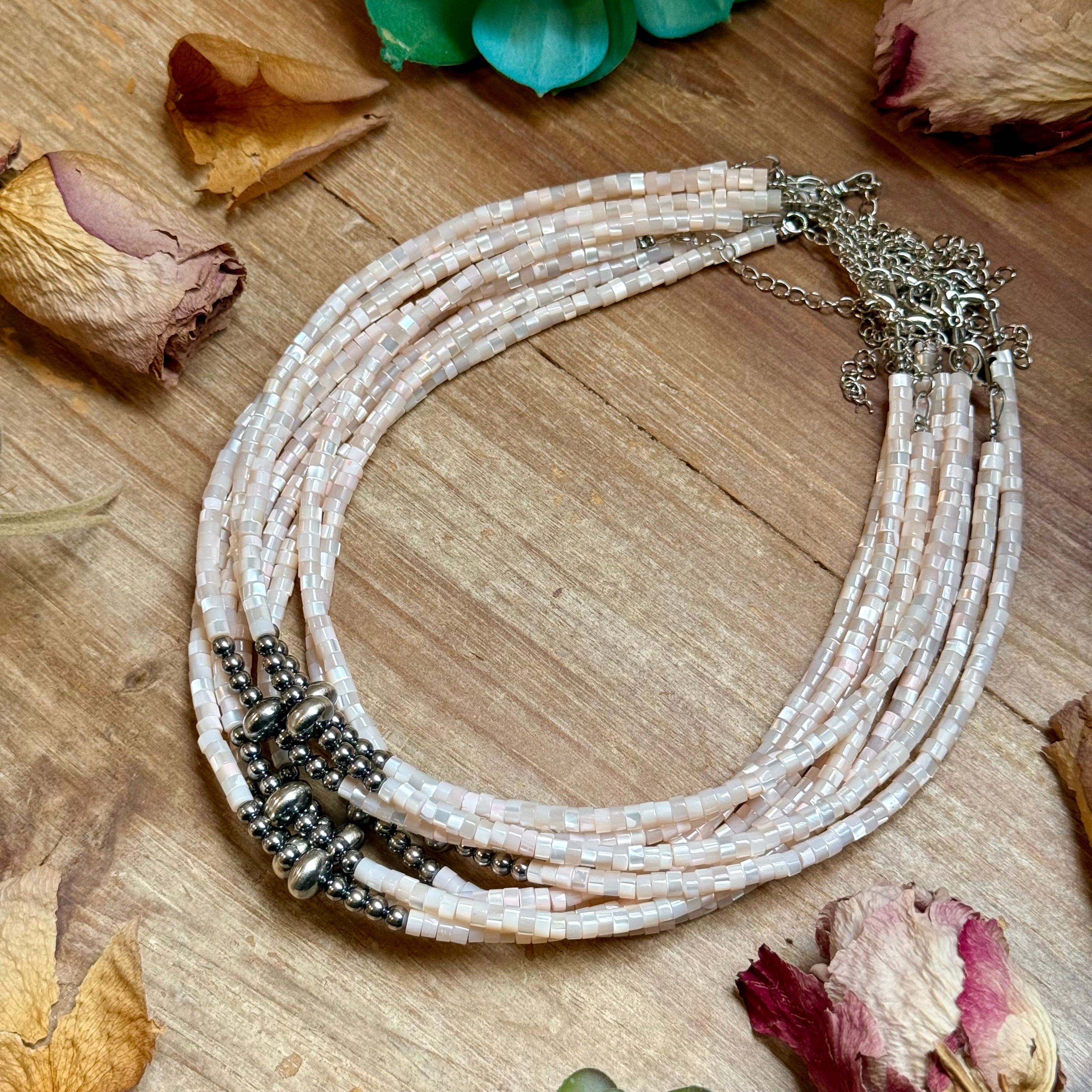 Cream Shell Heishi Necklace – 15"