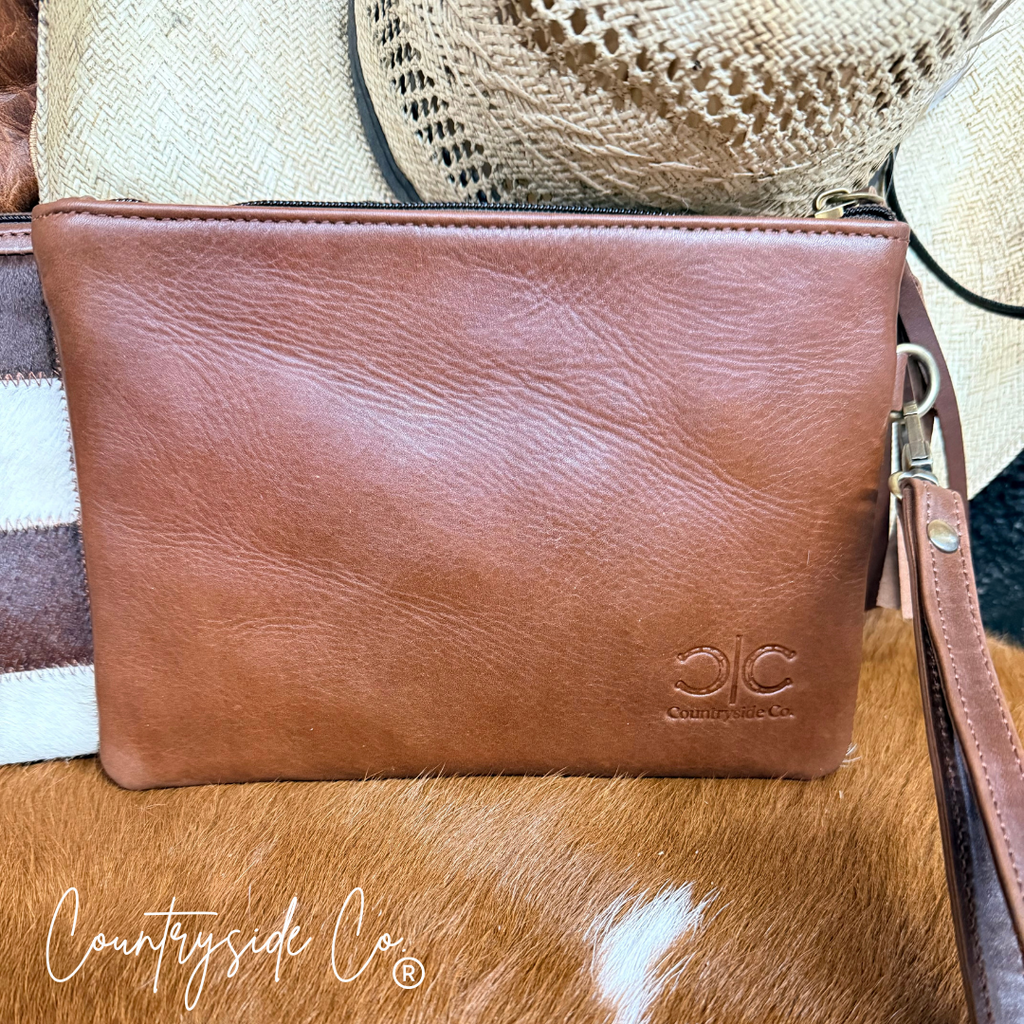 Josie Checkered Cowhide Wristlet Pouch