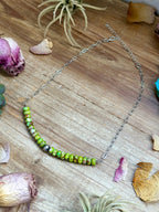 16” Green Variscite Paperclip Necklace – Sterling Silver Accent
