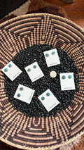 KINGMAN TURQUOISE NUGGET STYLE ROUND STUD EARRINGS BY ESTHER WHITE