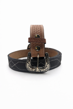 Western Stitch Genuine Suede & Hand Tooled Leather Belt -Dark Brown