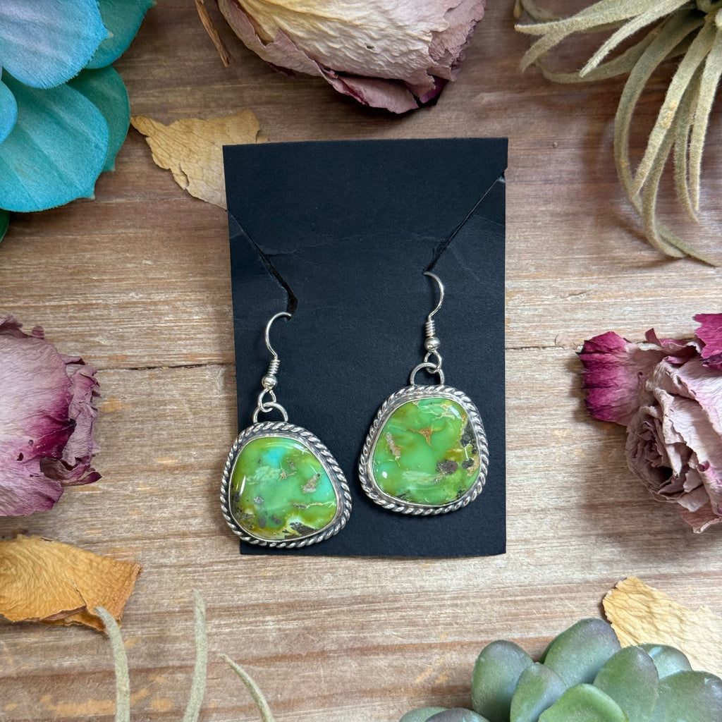 Sterling Silver Sonoran Turquoise Dangle Earrings – Handmade by Artist Jason Ogg