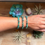 Turquoise Nugget Bracelet with Sterling Silver Pearls – 7” + Extender