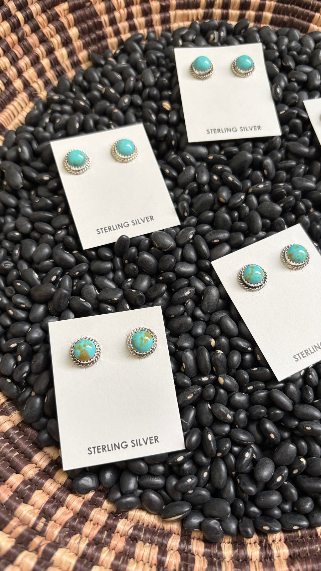 KINGMAN TURQUOISE ROUND STUD EARRINGS BY ESTHER WHITE