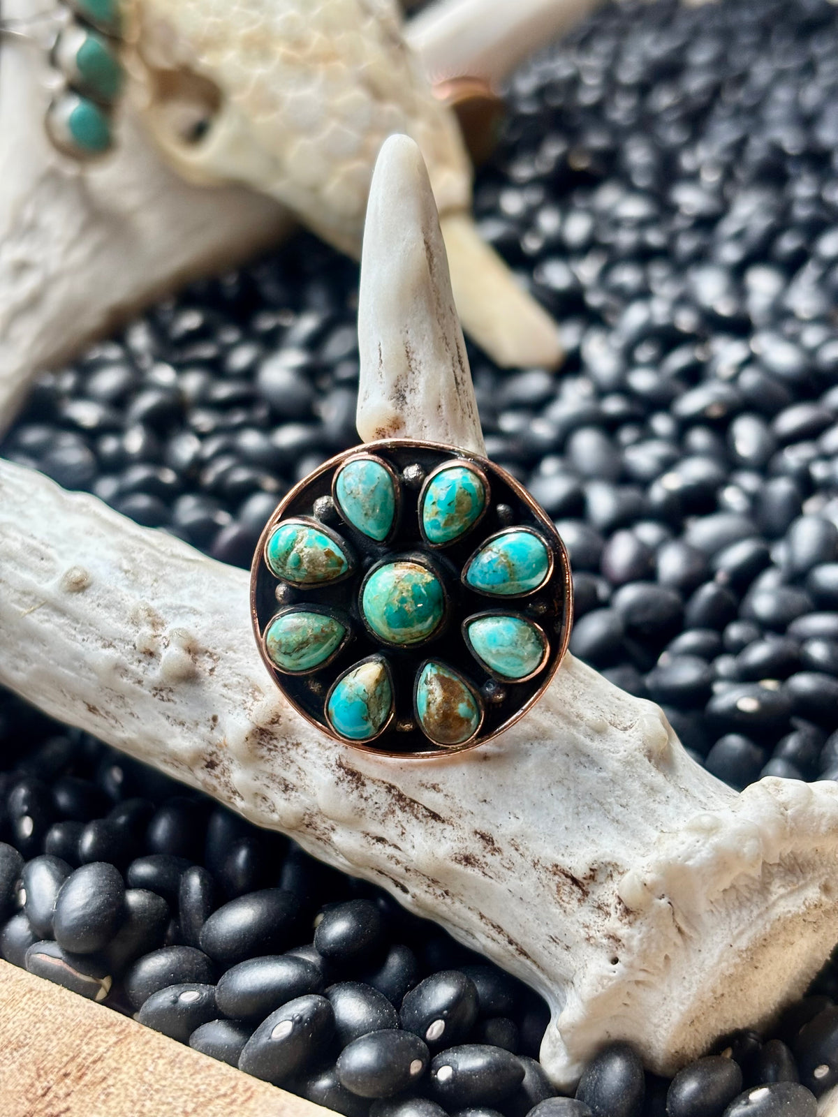 Mixed Stone Copper Adjustable Ring