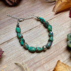 Turquoise Nugget Bracelet with Sterling Silver Pearls – 7” + Extender