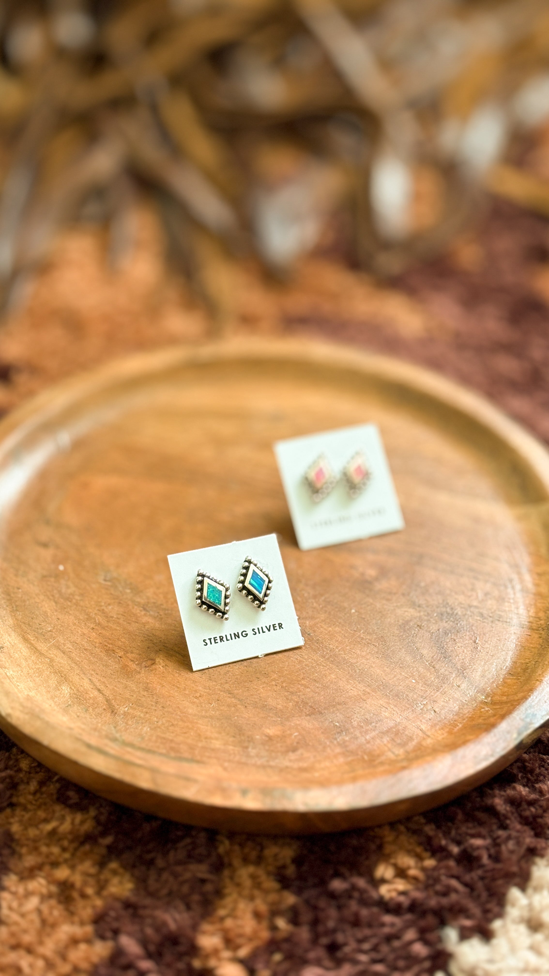 DIAMOND OPAL STUDS - BALL DETAIL