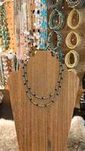 4MM BLACK ONYX & STERLING SILVER PEARL NECKLACE