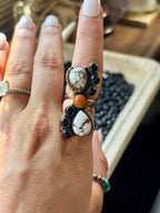 Mixed Copper Stone Adjustable Ring