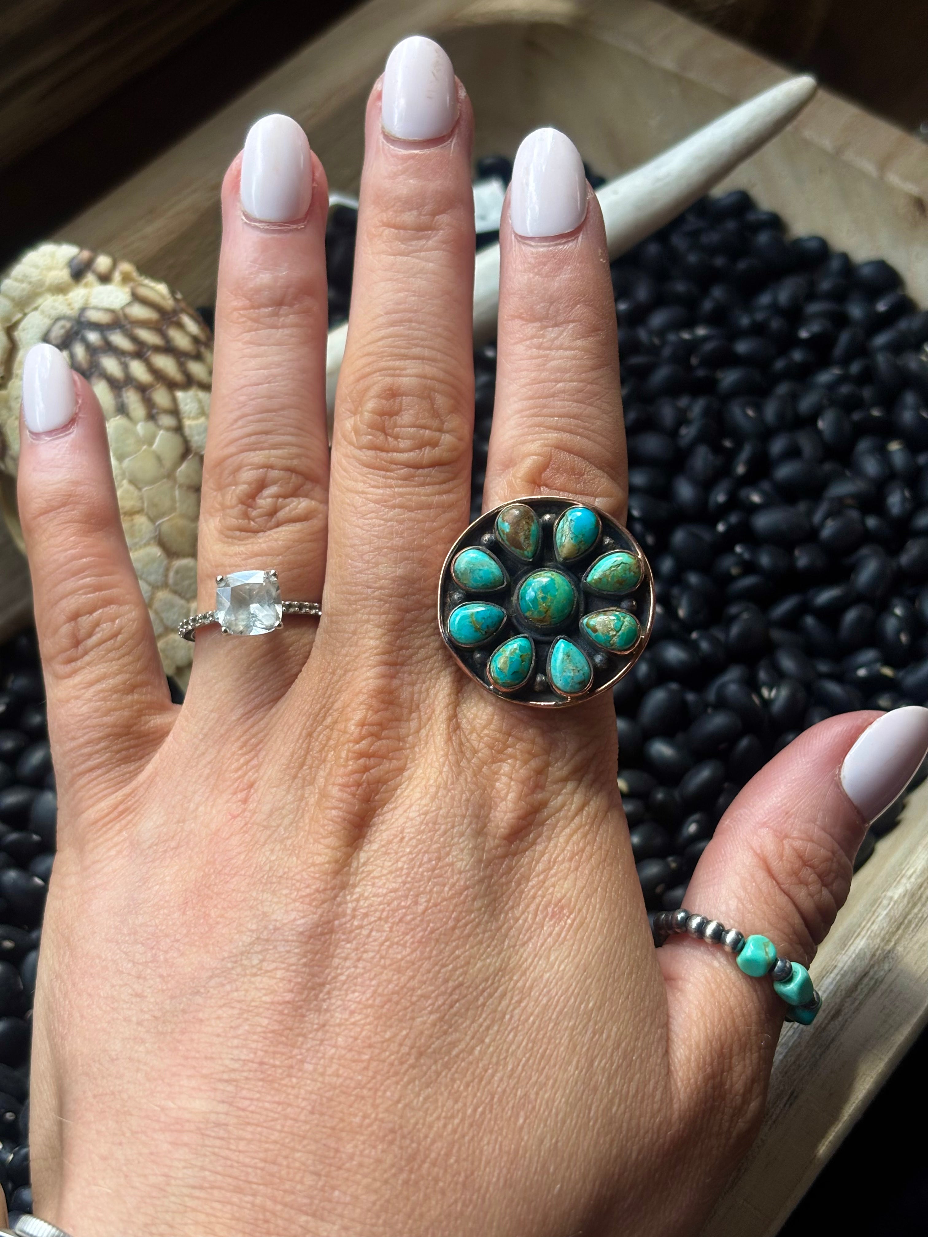 Mixed Stone Copper Adjustable Ring