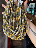 18-Inch Sterling Silver Pearl & Bumblebee Jasper Necklace