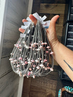 15 Inch Pink Conch Saucer Necklace and Sterling Silver Beads