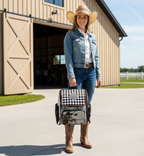 Aces Checker Tooled & Cowhide Backpack 