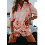 Pink Howdy Pajama Ruffle Shorts Set