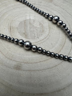 Graduated Sterling Pearl Lariat Necklace — 18 inch (with 4 inch drop, 4-5-6-8mm graduated)