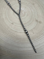 Graduated Sterling Pearl Lariat Necklace — 18 inch (with 4 inch drop, 4-5-6-8mm graduated)